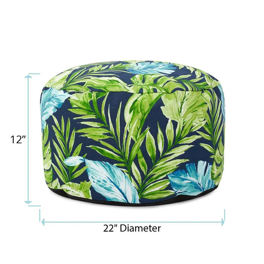 Outdoor Round Foot Pouf Cardoon Indigo