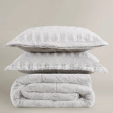 Long Faux Fur Comforter Mini Set, Grey
