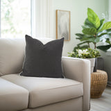 24 x 24 Outdoor Pillow with Dec Cord- Seascape Charcoal- Poly Insert