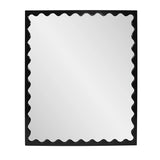 Santosh Rectangular Mirror with Inner Scalloped Edge in Glossy Black