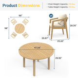 4-Person All Weather Acacia Wood Outdoor Dining Set with Water-Resistant Cushions and Umbrella Hole