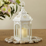 Led White Hexagon Distressed Lantern (Set of 2)