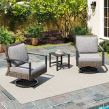 3 Pieces Patio Bistro Set with Swivel Chair Small Side Table