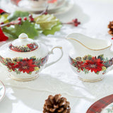 Grace Teaware Poinsettia Pine Cone Sugar & Creamer
