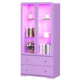 64'' Tall Display Cabinet with Acrylic Doors and Led Lights