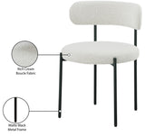Beacon Boucle Fabric Dining Chair Set - Contemporary Design with Sturdy Iron Frame for Comfort