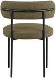 Beacon Olive Green Boucle Dining Chair Set - Cozy Modern Design with Sturdy Iron Frame - 2 Pieces