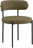 Beacon Olive Green Boucle Dining Chair Set - Cozy Modern Design with Sturdy Iron Frame - 2 Pieces