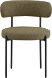 Beacon Olive Green Boucle Dining Chair Set - Cozy Modern Design with Sturdy Iron Frame - 2 Pieces