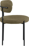 Beacon Olive Green Boucle Dining Chair Set - Cozy Modern Design with Sturdy Iron Frame - 2 Pieces