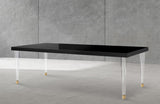 Bethany Contemporary Dining Table with Glossy Finish and Clear Acrylic Legs for Elegant Spaces