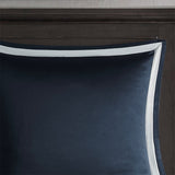 Classic Damask 8-Piece Jacquard Comforter Set, Navy Blue