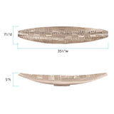 Textured Aluminum Elongated Silver Bowl- Large
