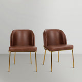 Jagger Contemporary Dining Chair Set of 2 with Soft Cushioning and Stylish Brushed Gold Legs