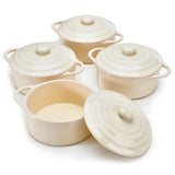 Kook Mini Ceramic Casserole Dishes with Lids, 4-Pack