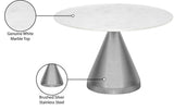 Emery Contemporary Dining Table with Genuine Marble Top and Stainless Steel Base for Modern Homes