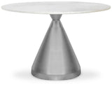 Emery Contemporary Dining Table with Genuine Marble Top and Stainless Steel Base for Modern Homes
