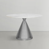 Emery Contemporary Dining Table with Genuine Marble Top and Stainless Steel Base for Modern Homes