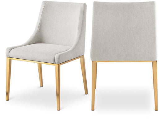 Haines Dining Chair – Elegant Contemporary Design with Luxurious Fabric and Stylish Gold Legs for Dining Room