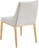 Haines Dining Chair – Elegant Contemporary Design with Luxurious Fabric and Stylish Gold Legs for Dining Room