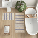 Woven Textured Stripe Bath Rug, Navy