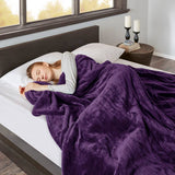 Heated Plush and Berber Electric Bedding Blanket, Purple