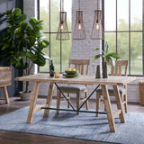 Reclaimed Natural Wood Dining Table with Metal Support *