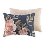 Watercolor Floral Comforter/Duvet Cover Set, Navy Blue/Blush