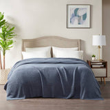 Acrylic Knit Bedding Blanket, Indigo Blue
