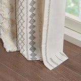 Geo Print Chenille Light Filtering Window Curtain, Ivory