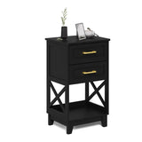 Wholesale Side Table with 2 Drawers and Open Shelf Below