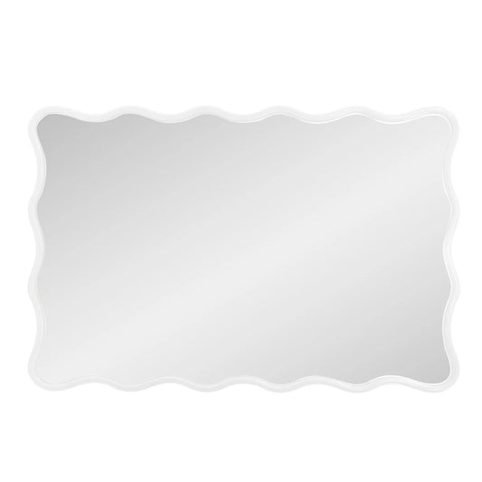 Maya Rectangular Waved Edge Mirror in Glossy White