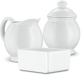 Kook White Ceramic Sugar & Creamer Set, 3-Piece