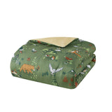 Wholesale Forest Animals 5-Piece Plush Reversible Comforter Set, Green