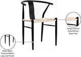 Beck Mid Century Dining Chair Set - Stylish Rope Fabric Seating with Sleek Metal Legs for Modern Homes