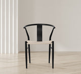 Beck Mid Century Dining Chair Set - Stylish Rope Fabric Seating with Sleek Metal Legs for Modern Homes