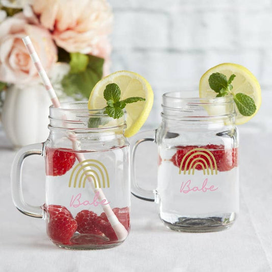 12 oz. Mason Jar Mug with Lid - Boho Rainbow Babe (Set of 6)