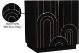 Turin Mid Century Night Stand with Elegant Brass Inlays and Ample Storage for Modern Bedrooms