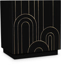 Turin Mid Century Night Stand with Elegant Brass Inlays and Ample Storage for Modern Bedrooms