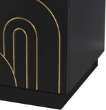 Turin Mid Century Night Stand with Elegant Brass Inlays and Ample Storage for Modern Bedrooms