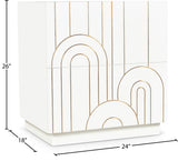 Turin Mid Century Night Stand with Elegant Brass Inlays and Ample Storage for Modern Bedrooms