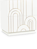 Turin Mid Century Night Stand with Elegant Brass Inlays and Ample Storage for Modern Bedrooms