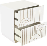 Turin Mid Century Night Stand with Elegant Brass Inlays and Ample Storage for Modern Bedrooms