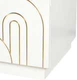 Turin Mid Century Night Stand with Elegant Brass Inlays and Ample Storage for Modern Bedrooms