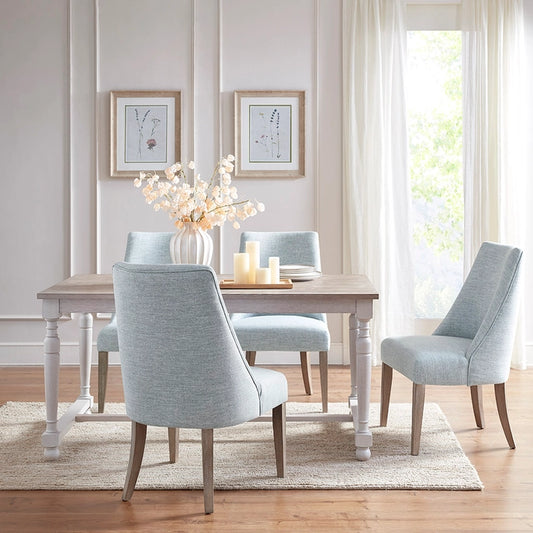 [Set of 2] Farmhouse Upholstered Dining Chair, Light Blue *