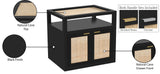 Cambria Mid Century Nightstand with Natural Cane Top, Stylish Design and Versatile Brass Handles