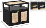 Cambria Mid Century Nightstand with Natural Cane Top, Stylish Design and Versatile Brass Handles