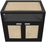Cambria Mid Century Nightstand with Natural Cane Top, Stylish Design and Versatile Brass Handles