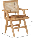 Abby Dining Arm Chair Set - Stylish Mid-Century Modern Design with Natural Wood and Cane Backrest