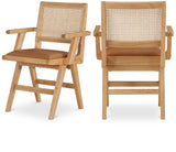 Abby Dining Arm Chair Set - Stylish Mid-Century Modern Design with Natural Wood and Cane Backrest